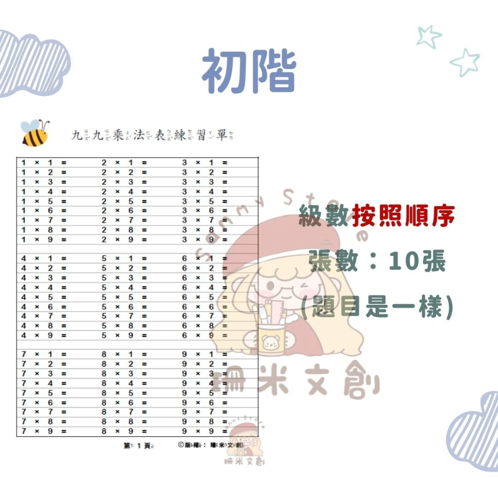 【珊米文創】數學自創：九九乘法表學習單-細節圖5