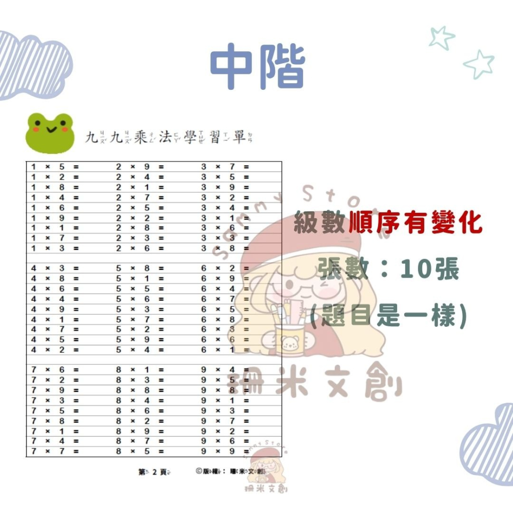 【珊米文創】數學自創：九九乘法表學習單-細節圖6