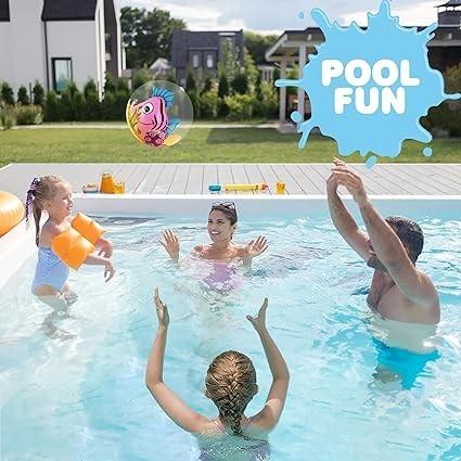 Creativity 兒童3D 魚沙灘球 3 件組 透明球 裡面有彩色魚 充氣游泳池玩具 水上派對裝飾 水下派對用品-細節圖3