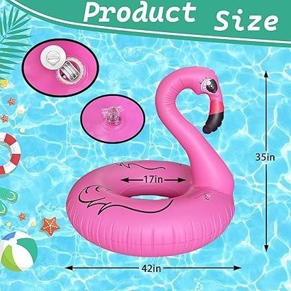 充氣火烈鳥泳池漂浮帶七彩燈光，LED 變色火烈鳥游泳巨型管環，42 英寸大型泳池海灘漂浮漂浮有趣的成人夏季泳池漂浮-細節圖2