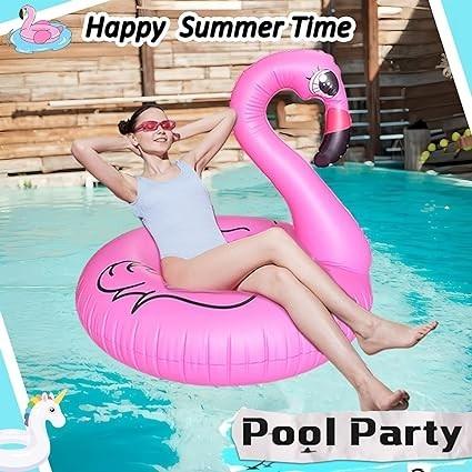 充氣火烈鳥泳池漂浮帶七彩燈光，LED 變色火烈鳥游泳巨型管環，42 英寸大型泳池海灘漂浮漂浮有趣的成人夏季泳池漂浮-細節圖4