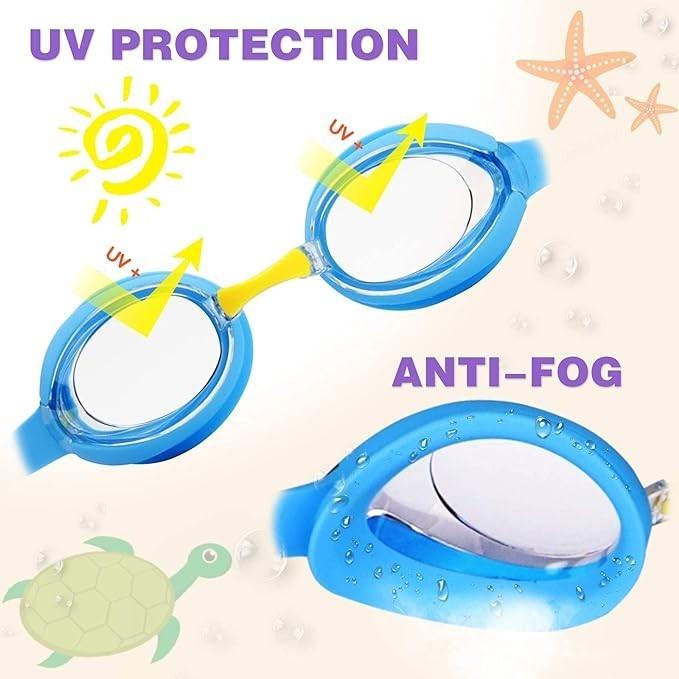歐美兒童泳鏡(2入) 幼童,青少年適用（3-12 歲)防霧 防水 抗UV 透明視野泳池護目鏡-細節圖3