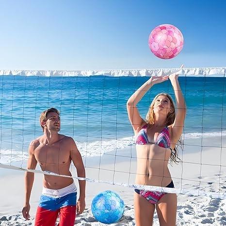 美人魚沙灘球 4 件組 充氣美人魚泳池球 大型沙灘沙球 散裝 美人魚派對裝飾 適合夏天 游泳 海灘 游泳池-細節圖4