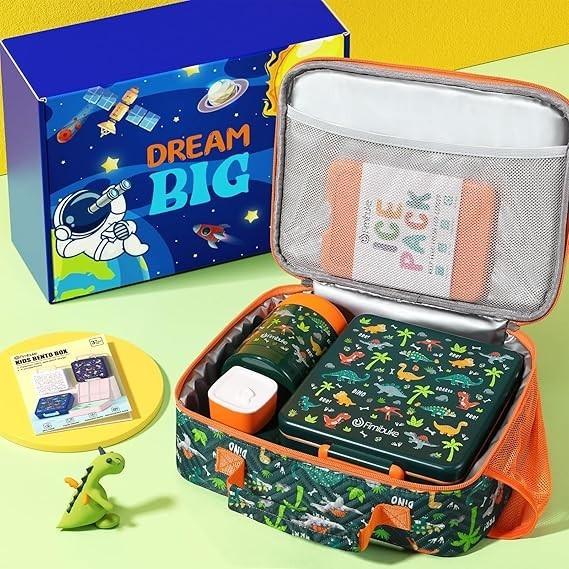 Fimibuke 兒童便當盒 附 9 個隔層 保溫午餐袋 不銹鋼真空食物罐 冰袋 保溫器 餐具組-細節圖3