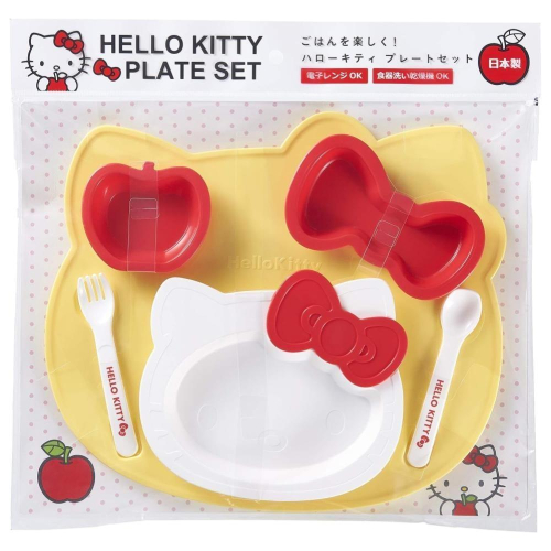 凱蒂貓 Hello Kitty 造型塑膠餐盤餐具6件組