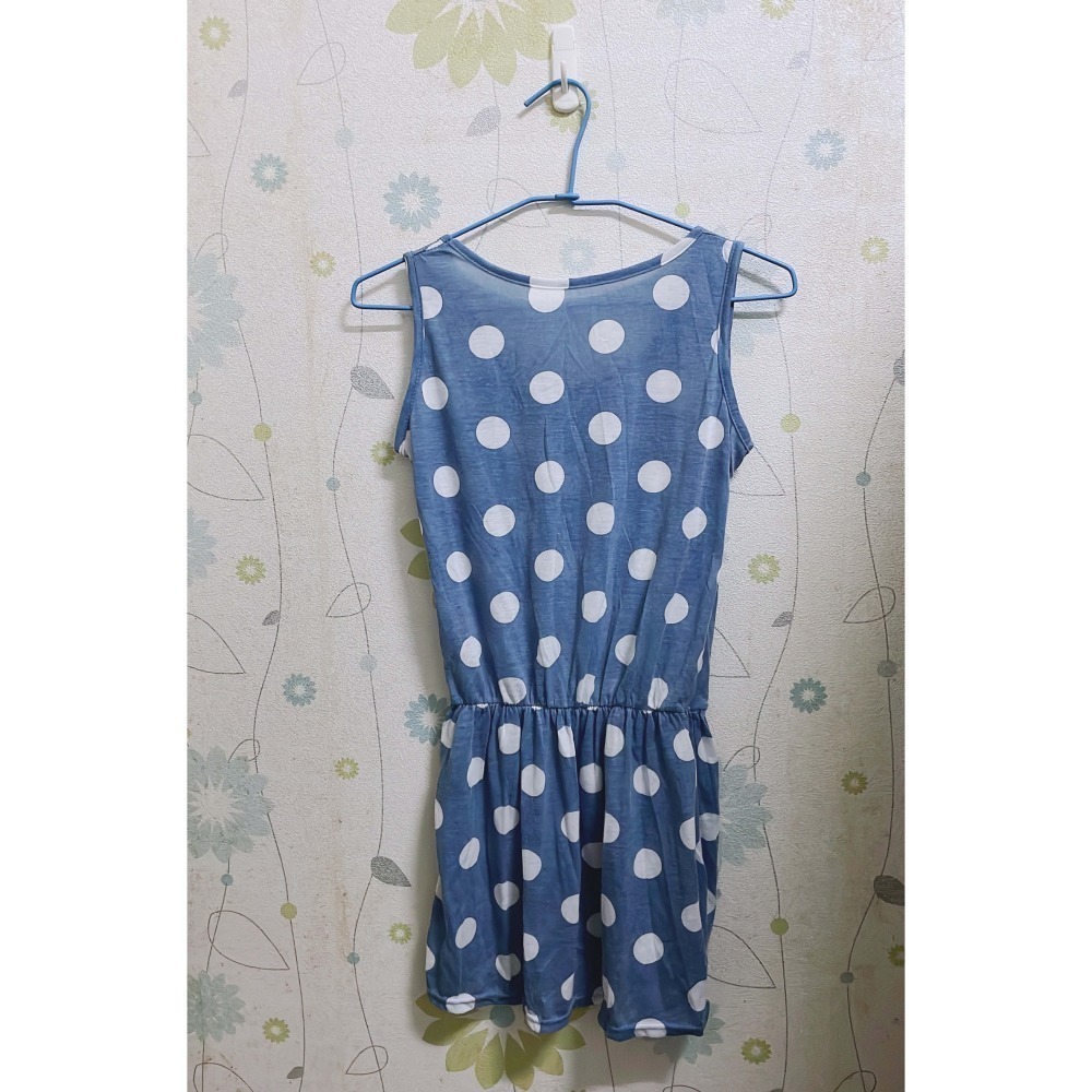 點點縮腰鬆緊無袖洋裝-細節圖2