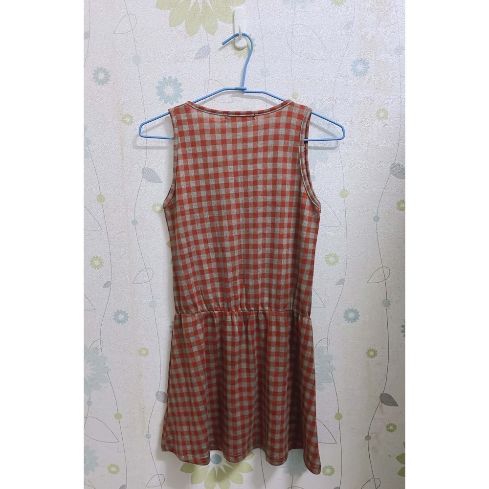 QUEEN SHOP格子縮腰鬆緊無袖洋裝-細節圖2