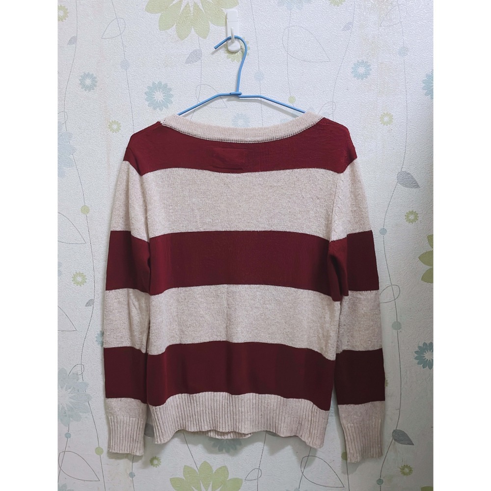 條紋針織鈕扣長袖外套-細節圖2