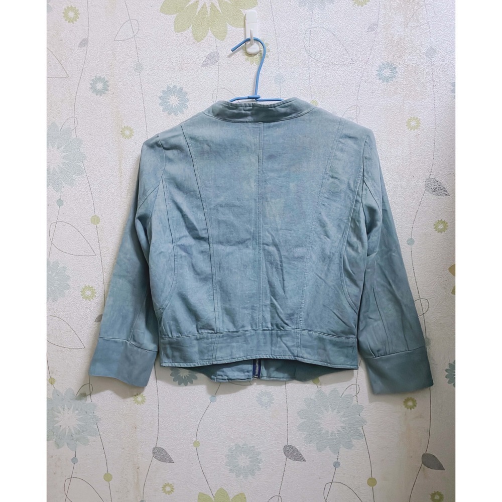 雙開拉鍊復古短版牛仔外套-細節圖2