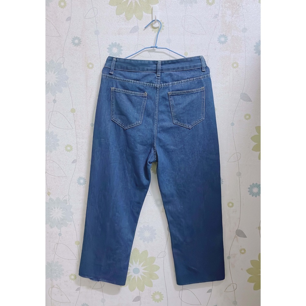 高腰顯瘦拉鍊直筒牛仔褲-細節圖2