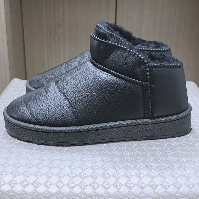 保暖內鋪毛皮革短筒雪靴-細節圖5