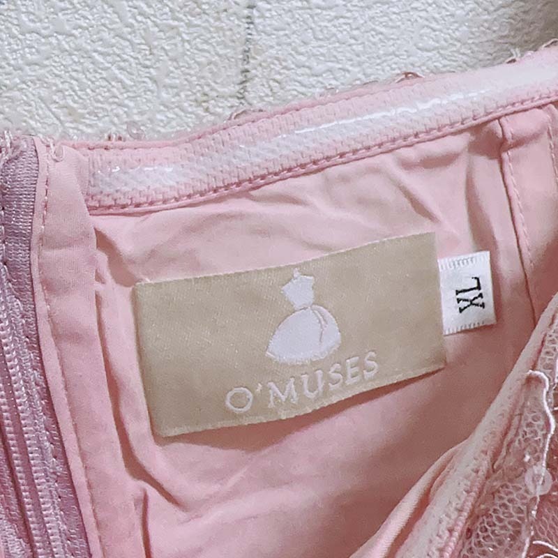 【OMUSES】重工刺繡方領一字領粉色長禮服-XL-細節圖3
