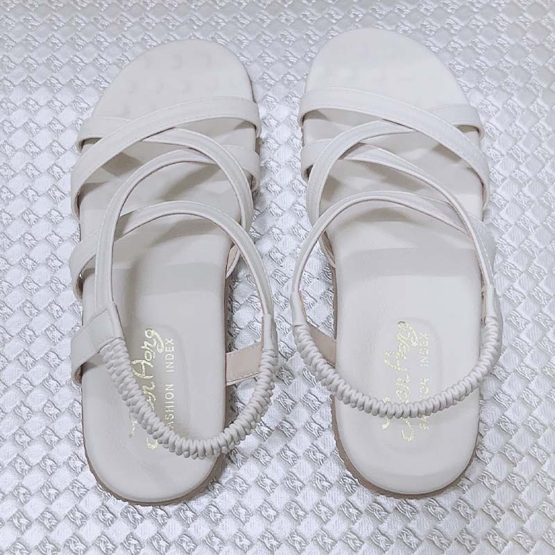 台灣製氣質交叉涼鞋-米色-細節圖2