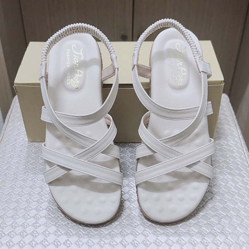 台灣製氣質交叉涼鞋-米色-細節圖7