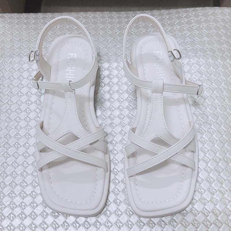 法式優雅方頭涼鞋-米色-細節圖3