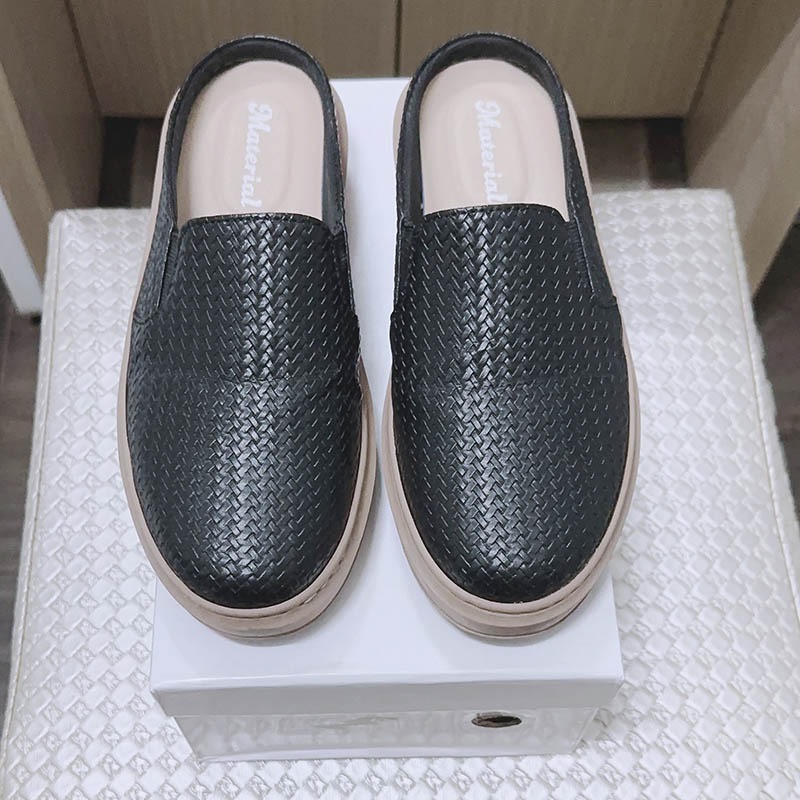 【Material 瑪特麗歐】台灣製素面壓紋穆勒鞋-細節圖9