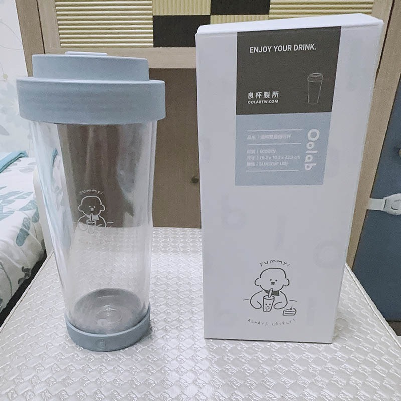 【Oolab 良杯製所】陪伴系列 Ecozen 透明雙層隨行杯 750ML+贈送一個同品牌同顏色的杯底防刮保護套-細節圖9