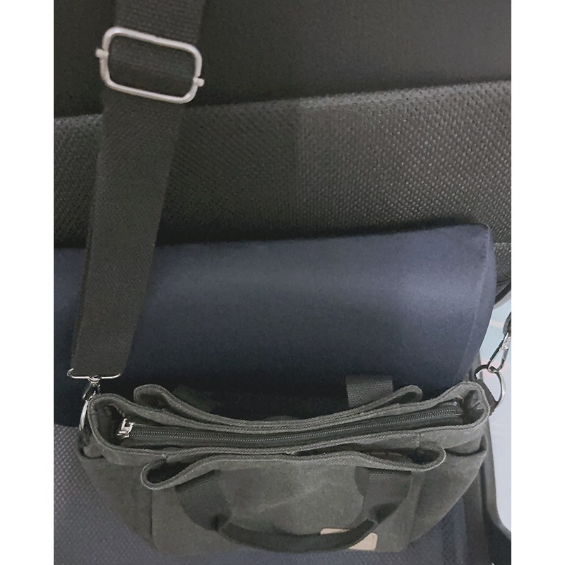 【全新無使用過，僅機洗過一次】多隔層大容量帆布包-黑色-細節圖4