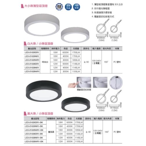 舞光 LED 大珠/小珠 吸頂燈 薄型 12/18W  黃/自然/白光 全電壓-細節圖2