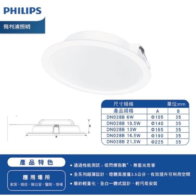 Philips 飛利浦 最新版 戰鬥版 DN028B LED 嵌燈 低頻閃 無藍光崁燈 全電壓-細節圖2