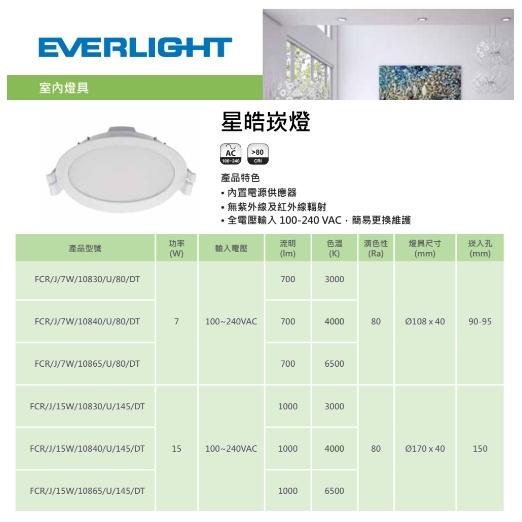 EVERLIGHT 億光 星皓 LED 崁燈 7/9/15cm 白/黃/自然光-細節圖3