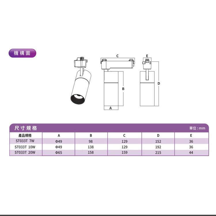 Philips 飛利浦  LED軌道燈 ST033  居家照明 7/10/20W 黑/白殼 黃/自然光-細節圖4