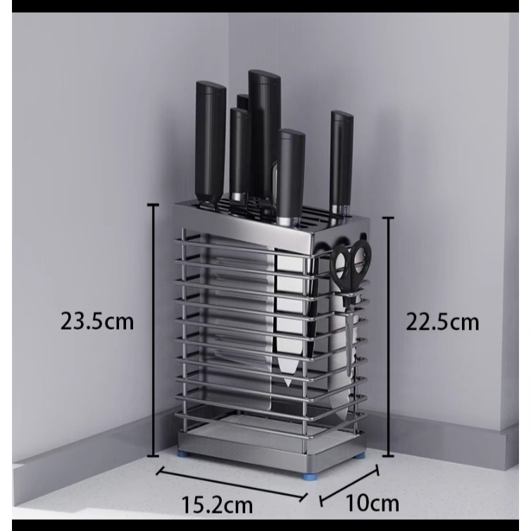 304不銹鋼刀架菜刀架多刀槽剪刀位多功能瀝水架防黴防菌置物架-細節圖2