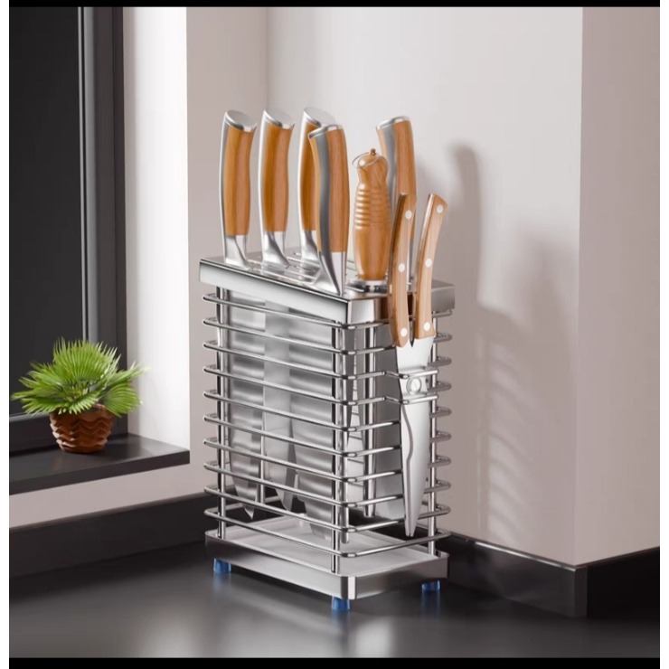 304不銹鋼刀架菜刀架多刀槽剪刀位多功能瀝水架防黴防菌置物架-細節圖4
