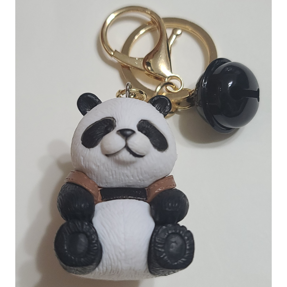 全新  熊貓 背竹籠竹子 大型鈴鐺  精緻公仔   材質:陶瓷  鑰匙扣 鑰匙圈   貓熊尺寸 4.5 X 3 X 3C-細節圖2
