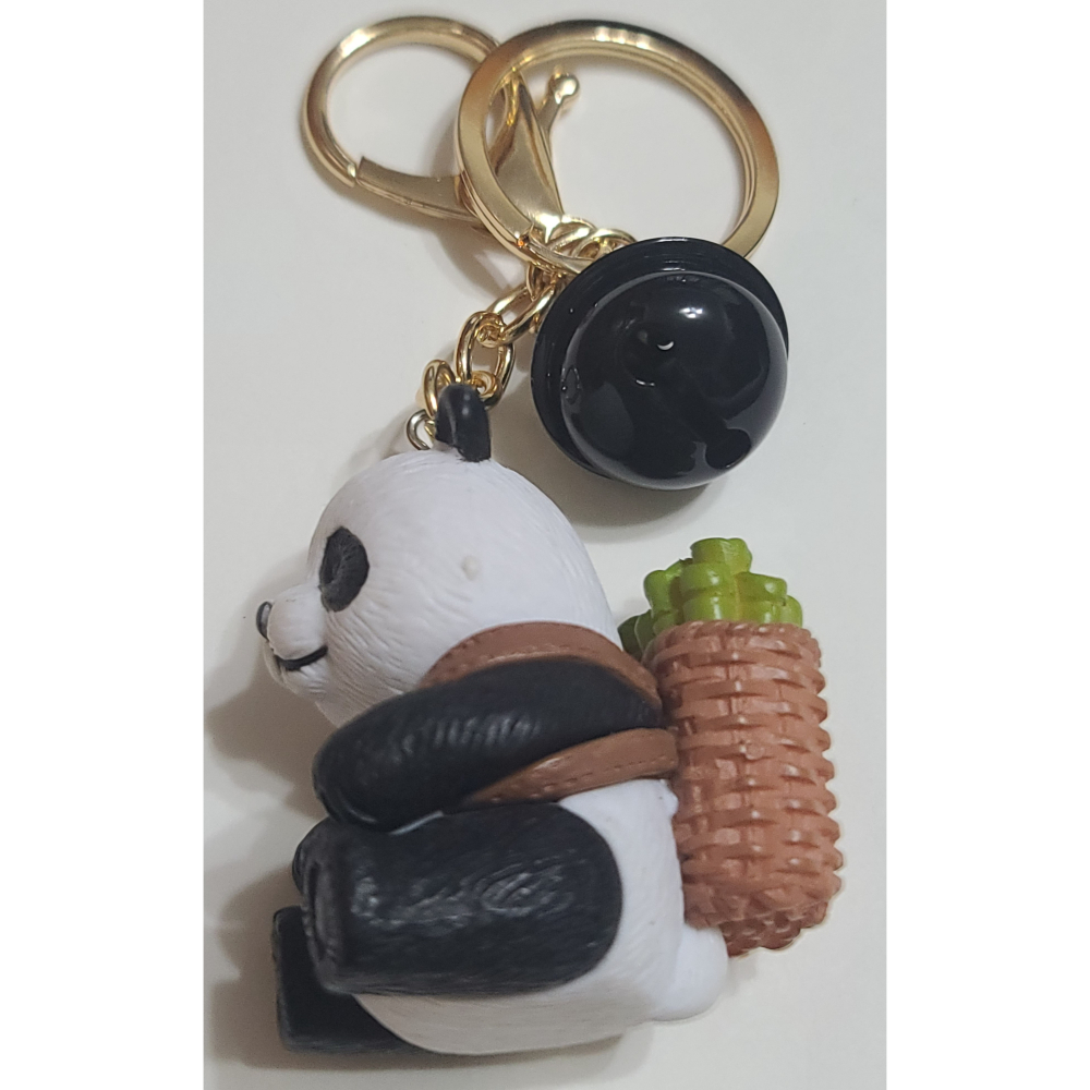 全新  熊貓 背竹籠竹子 大型鈴鐺  精緻公仔   材質:陶瓷  鑰匙扣 鑰匙圈   貓熊尺寸 4.5 X 3 X 3C-細節圖4