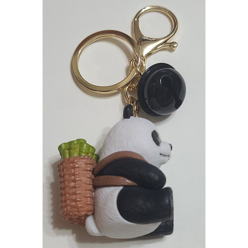 全新  熊貓 背竹籠竹子 大型鈴鐺  精緻公仔   材質:陶瓷  鑰匙扣 鑰匙圈   貓熊尺寸 4.5 X 3 X 3C-細節圖5