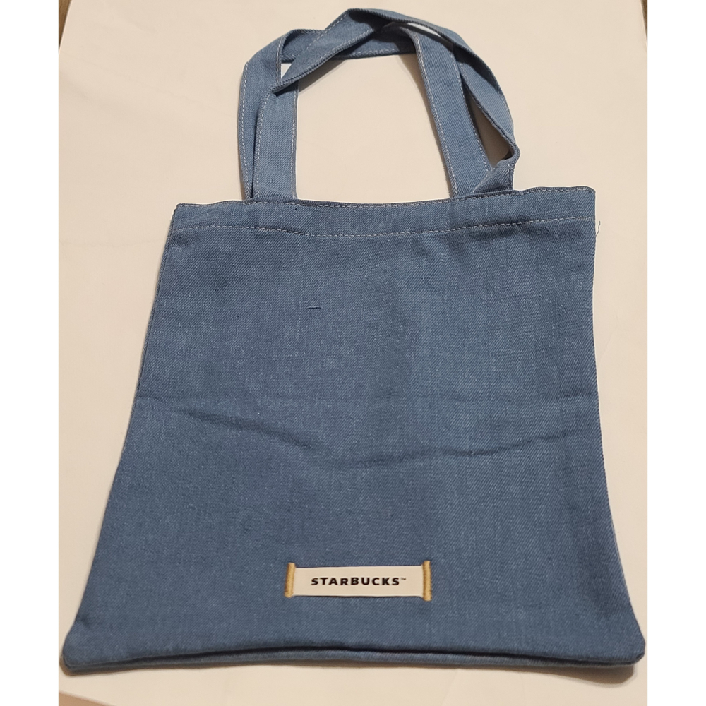 全新 星巴克  牛仔  環保購物袋    尺寸  28 X24.5 CM-細節圖4