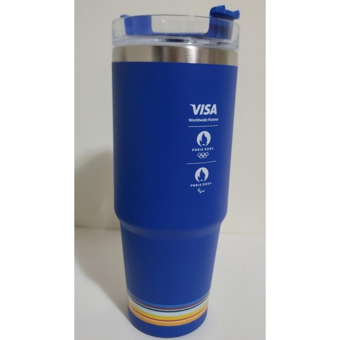 全新  VISA 2024 年巴黎奧運隨行杯    304不銹鋼   漂亮時髦   附吸管  高度24CM 直徑 9CM-細節圖2