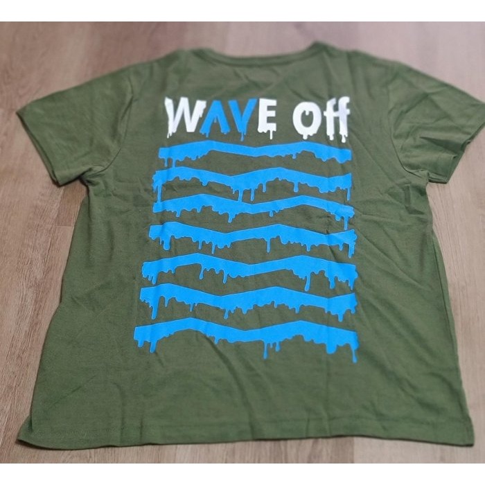 全新  軍綠色 WAVE Off  CAST THE TIDE 潮T 100% 純棉  附魔鬼氈可替換  肩寬46 胸圍-細節圖4