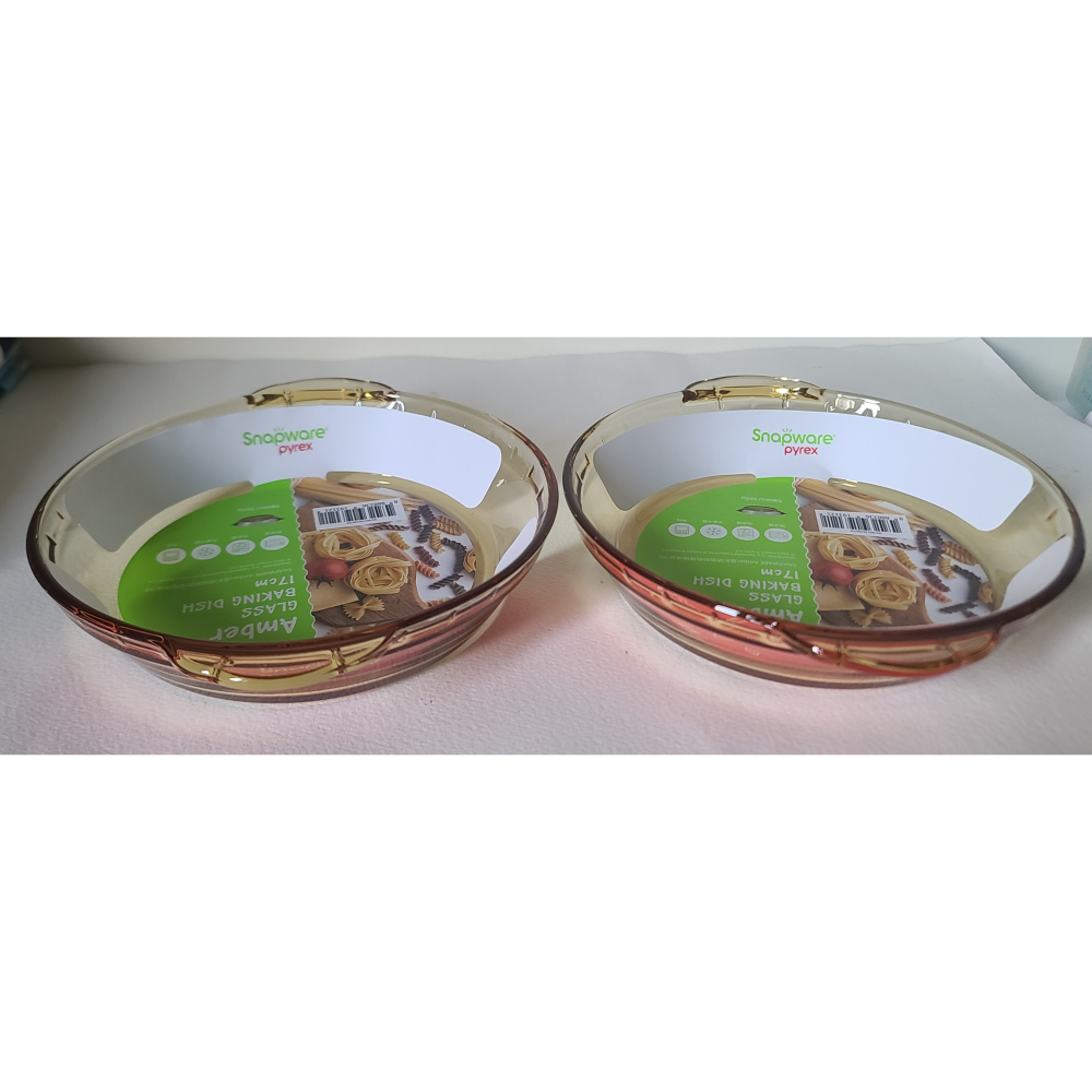全新   snapware amber晶彩琥珀耐熱玻璃烤盤7吋  2入組-細節圖5