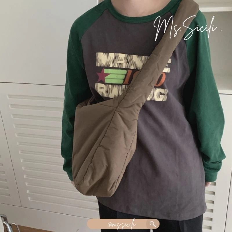 復古風軟澎尼龍斜背包 單肩包｜Ms.Sicili-細節圖2