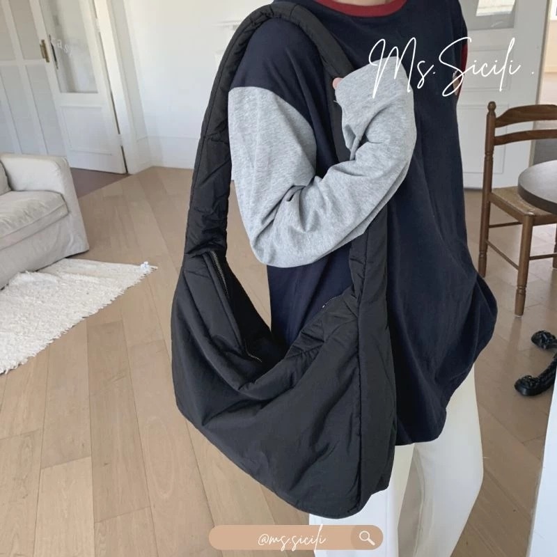 復古風軟澎尼龍斜背包 單肩包｜Ms.Sicili-細節圖4