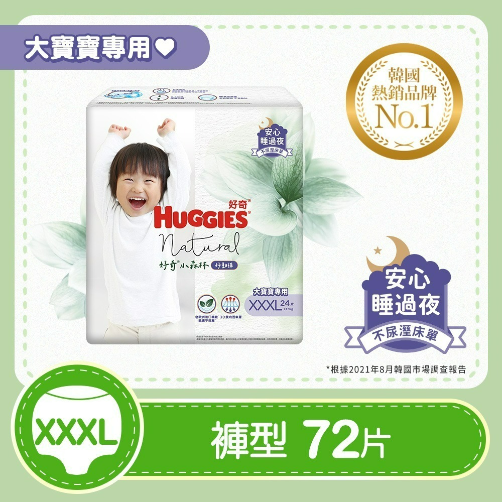 【HUGGIES 好奇】小森林嬰兒尿布好動褲/褲型尿布/M~XXXL箱購-旗艦新品-規格圖5