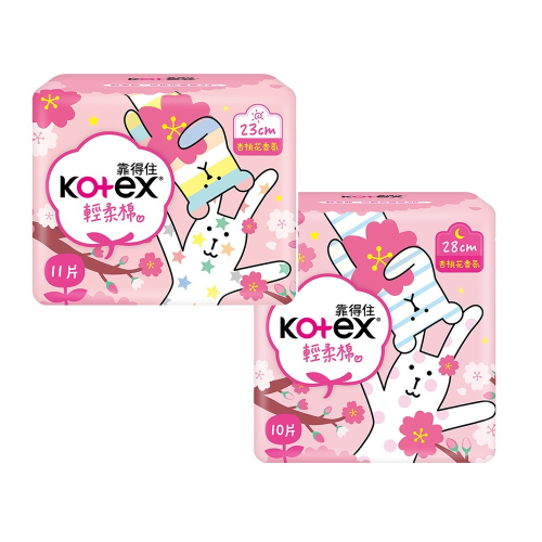 【Kotex】靠得住 香氛系列 杏桃花 衛生棉 日/夜用 23cm/28cm 2包*12串 箱購