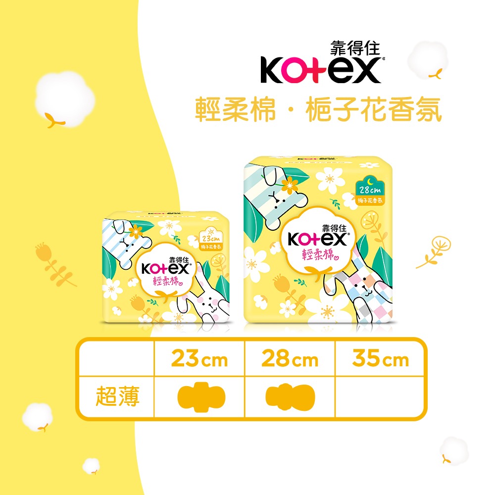 【Kotex 靠得住】香氛系列 梔子花 衛生棉 日/夜用  23cm/28cm   2包x12串 箱購-細節圖4