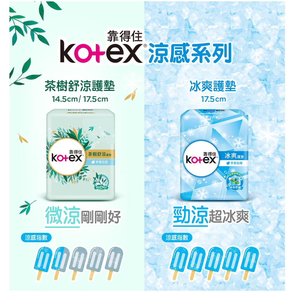 【Kotex 靠得住】茶樹舒涼護墊 涼感護墊 14.5cm/17.5cm 箱購-細節圖5