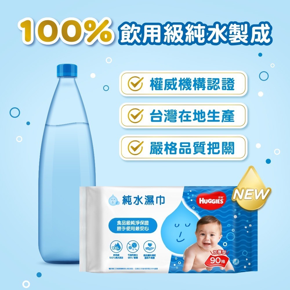 【HUGGIES 好奇】純水嬰兒濕巾 加厚型  80抽(10包/20包)  箱購-細節圖5
