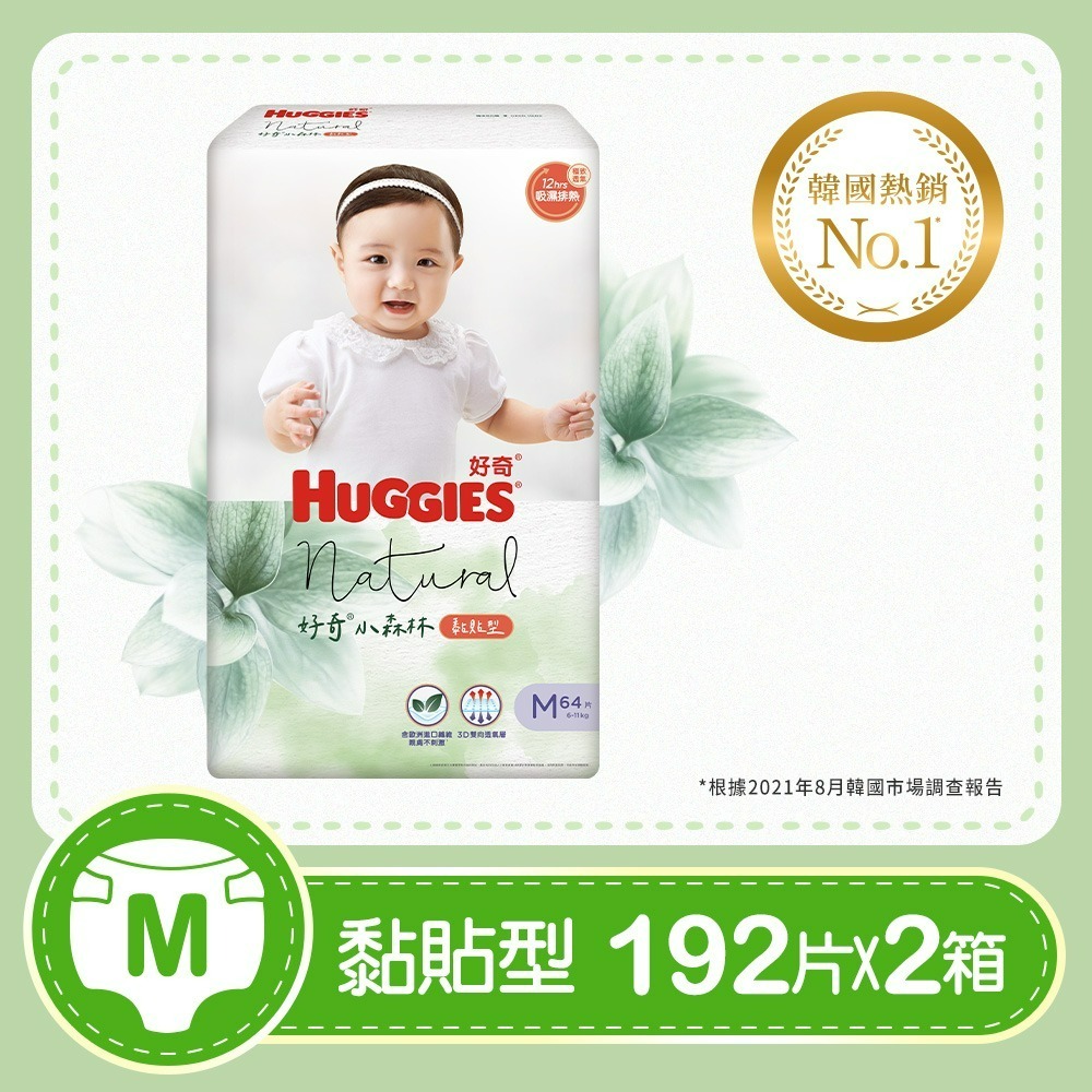 【HUGGIES 好奇】小森林嬰兒黏貼型紙尿褲/M~XL/2箱購-規格圖11