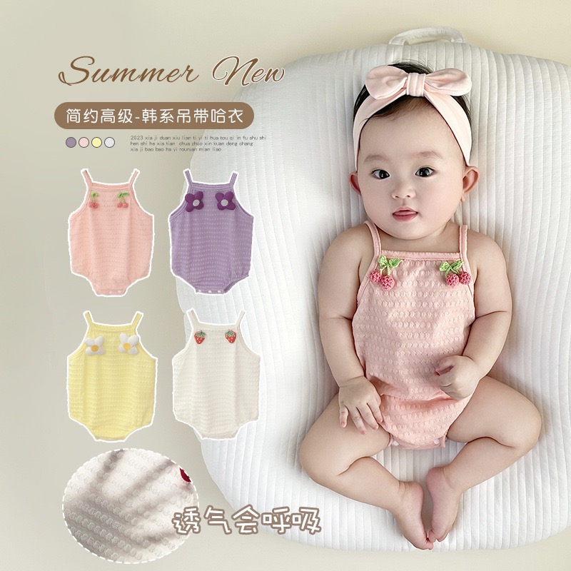 [瑞美］夏季小花吊帶包屁衣-細節圖2