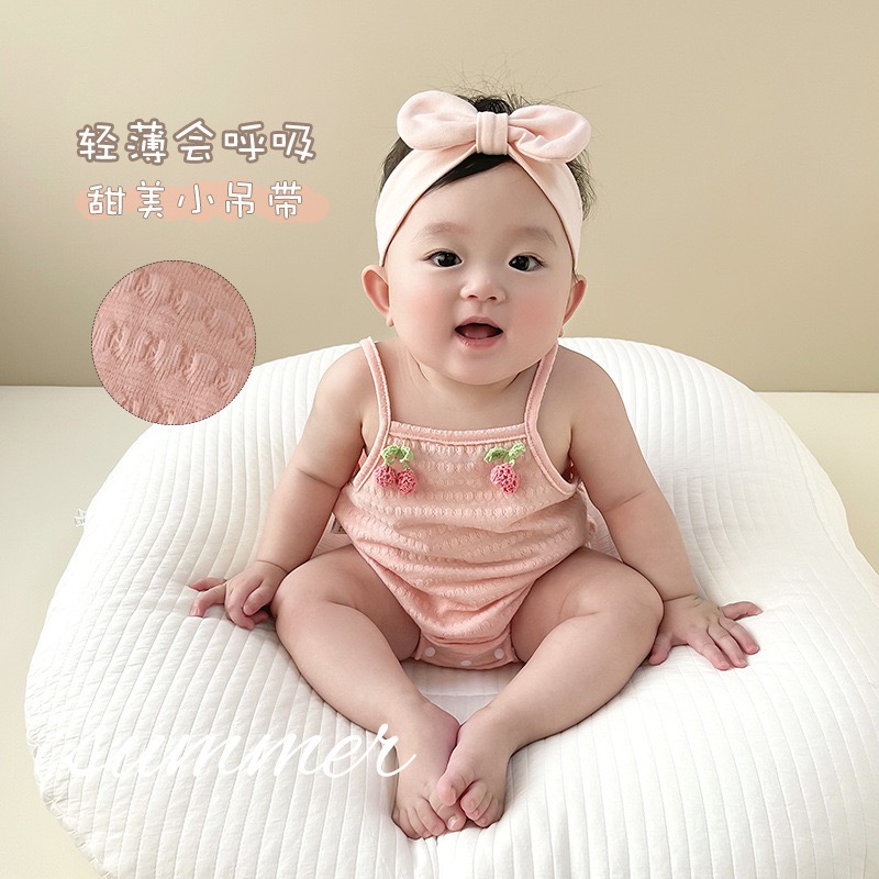 [瑞美］夏季小花吊帶包屁衣-細節圖4