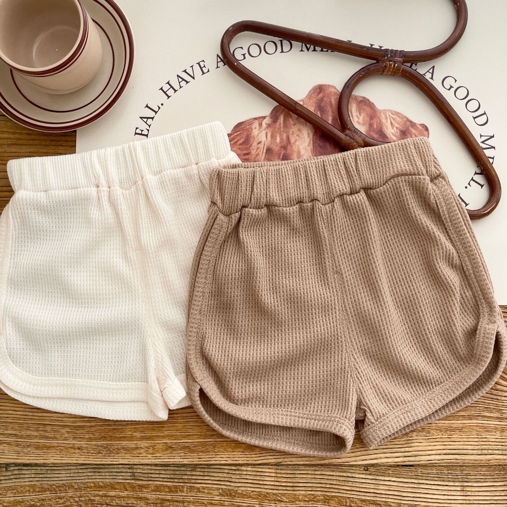 儿童运动套装 0-3岁夏季男童华夫格小熊T恤纯色短裤两件套潮-細節圖4