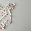 韓版女童寶寶泡泡袖印花連體泳衣ins新生兒速乾防水泳衣送帽子-規格圖4