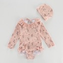 2023丹麥KS檸檬小花女童泳衣嬰幼兒連體泳裝兒童長袖荷葉邊游泳衣-規格圖4