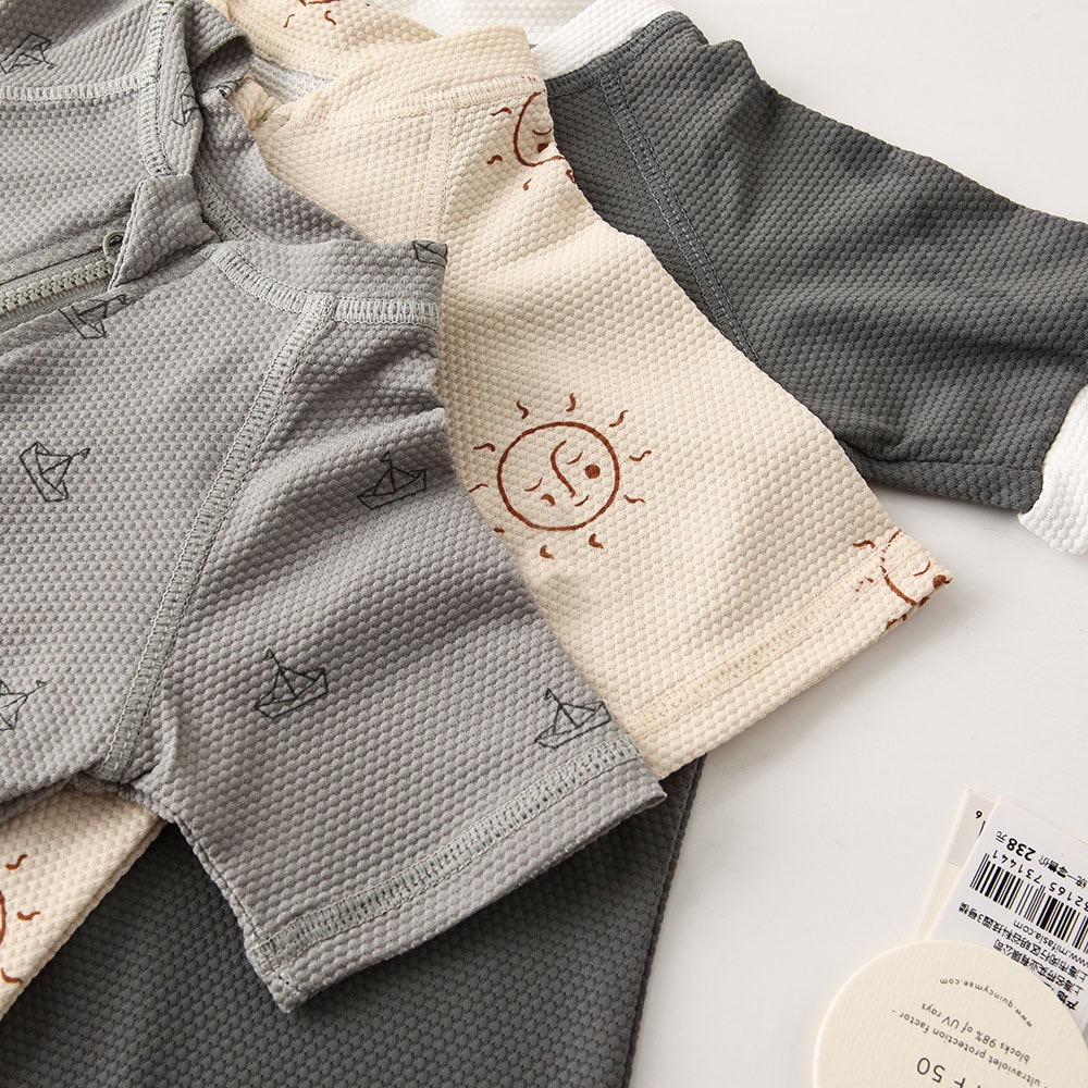 2023新款quincy mae春夏季嬰幼兒男女童寶寶短袖速乾印花連體泳-細節圖4