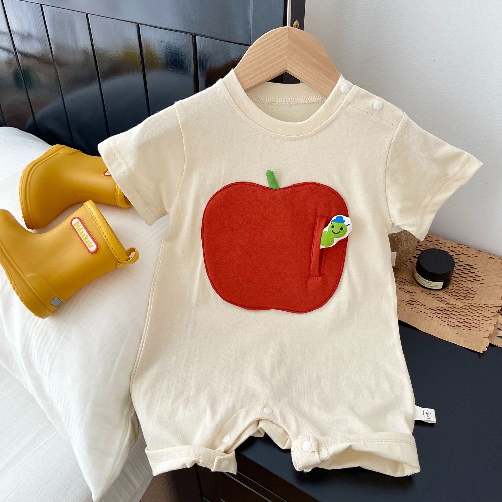 嬰兒貼布連體衣0-2歲夏季男女寶寶韓版水果包屁衣嬰兒衣服潮-細節圖3